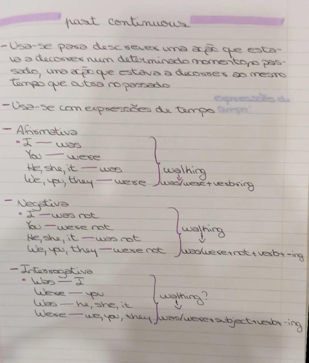 past continuous

-Usa-se para descrever uma ação que esta-
va a decorrer num determinado momentono pas-
sado, uma ação que estava a decorrer