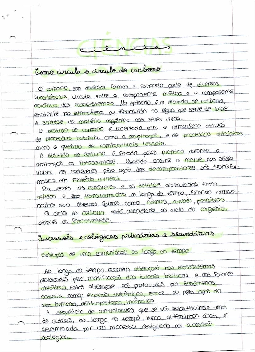 # Ciências

Como circula o círculo do carbono

O carbono, sob diversos formas e fazendo parte de diversos
substâncias, circula entre a compo