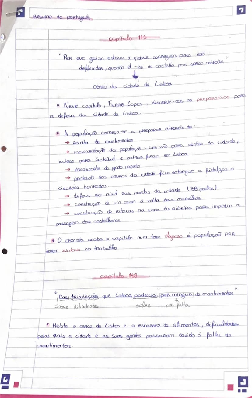 # Resumo de português

# capítulo 115

"Per que guisa estava a cidade corregida pera se
defendendo, quando el-rei ao castella pos cerco sobr