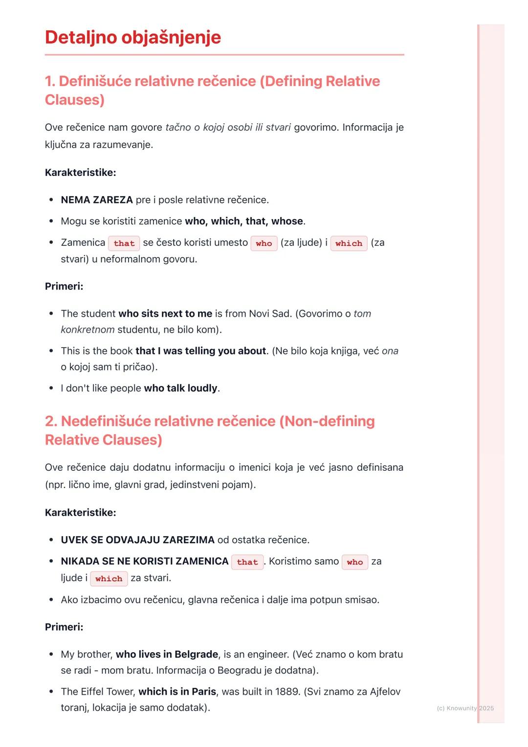 # Relativne rečenice

Uvod u relativne rečenice

Relativne rečenice (Relative Clauses) su zavisne rečenice koje nam daju više
informacija o 