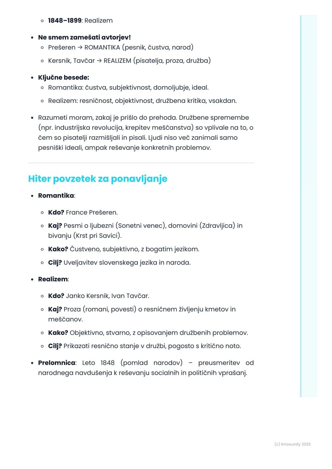 # Slovenska književnost od
romantike do realizma

Pregled obdobja: Od romantike do realizma

To je obdobje v 19. stoletju, ko se je slovensk