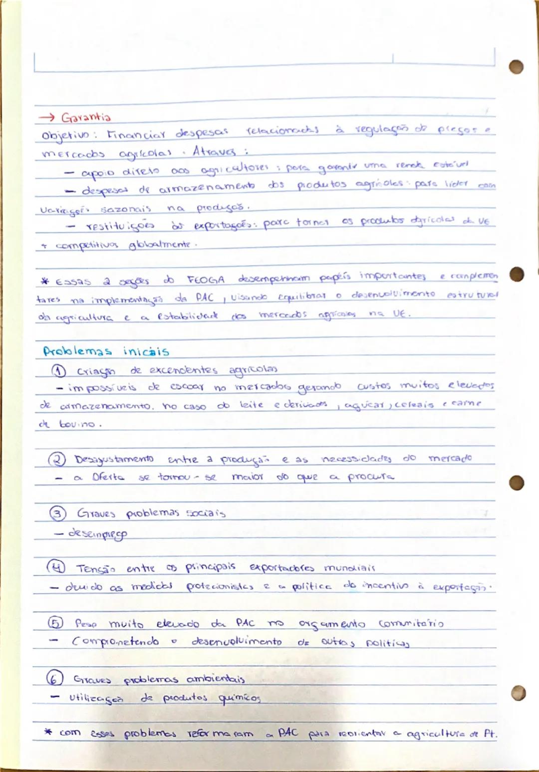 --- OCR Start ---
Política Agricola Comum (PAC)
4 estabelecida em 1962 na europa
4 foi feita com os objetivos de: definidas no tratado de Ro