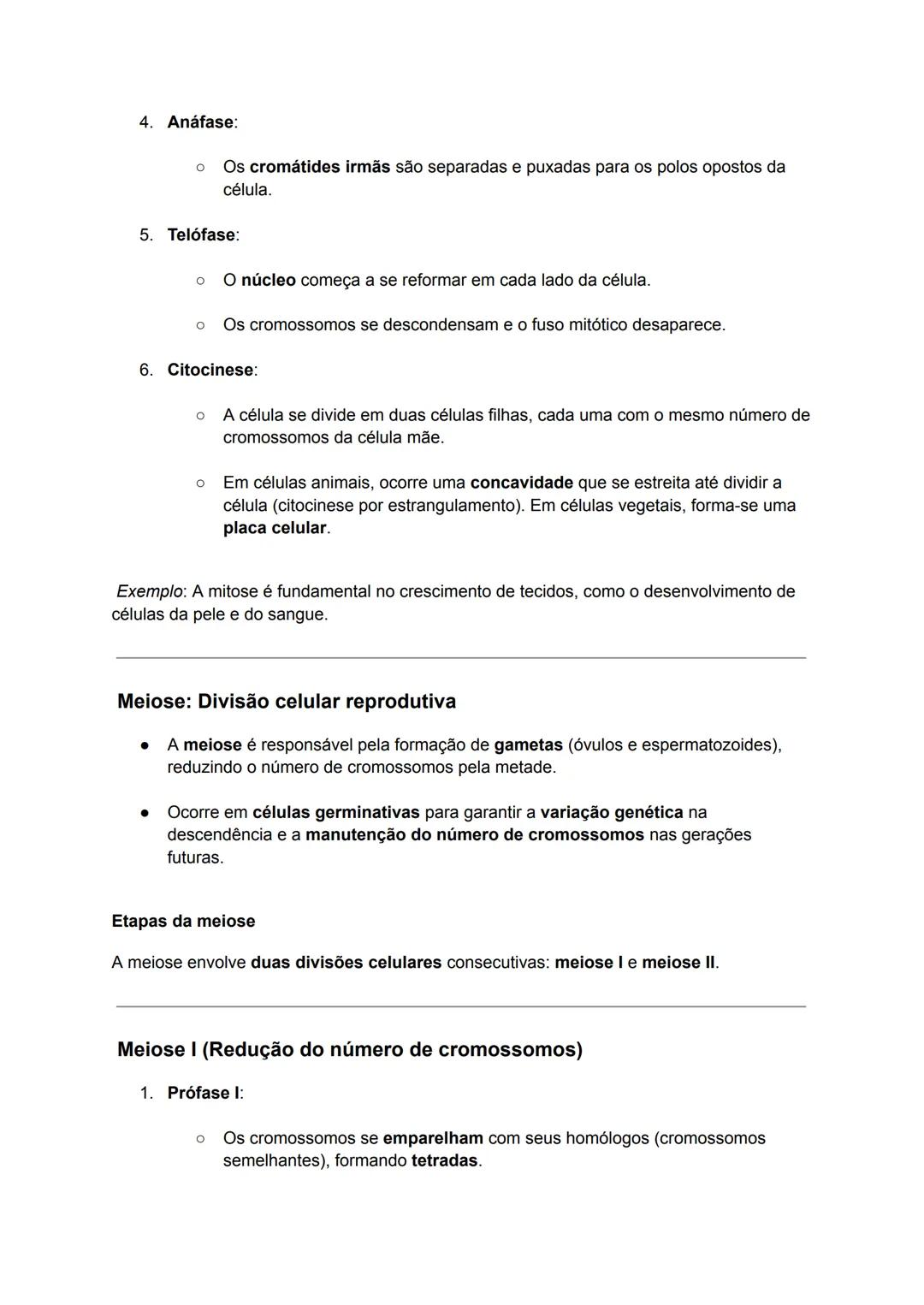 # Resumo Longo 11 - Divisão Celular: Mitose e Meiose

1. O que é a divisão celular?

- A divisão celular é o processo pelo qual uma célula m