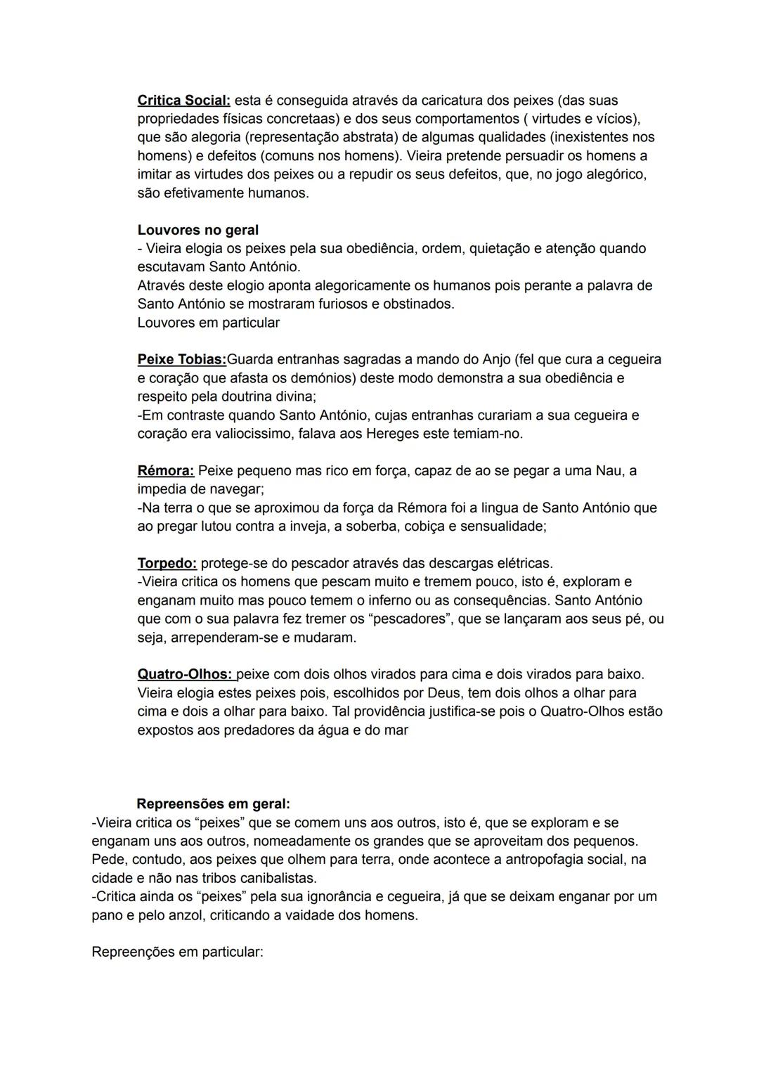 Sermão de Santo António aos Peixes
sermão: género literátio composto pelo dicurso oratório religioso. É um texto argumentativo
em que o preg