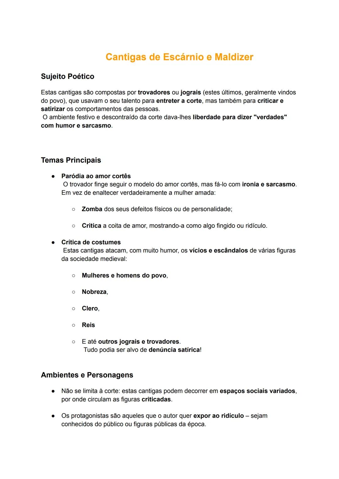 # Cantigas de Escárnio e Maldizer

Sujeito Poético

Estas cantigas são compostas por trovadores ou jograis (estes últimos, geralmente vindos