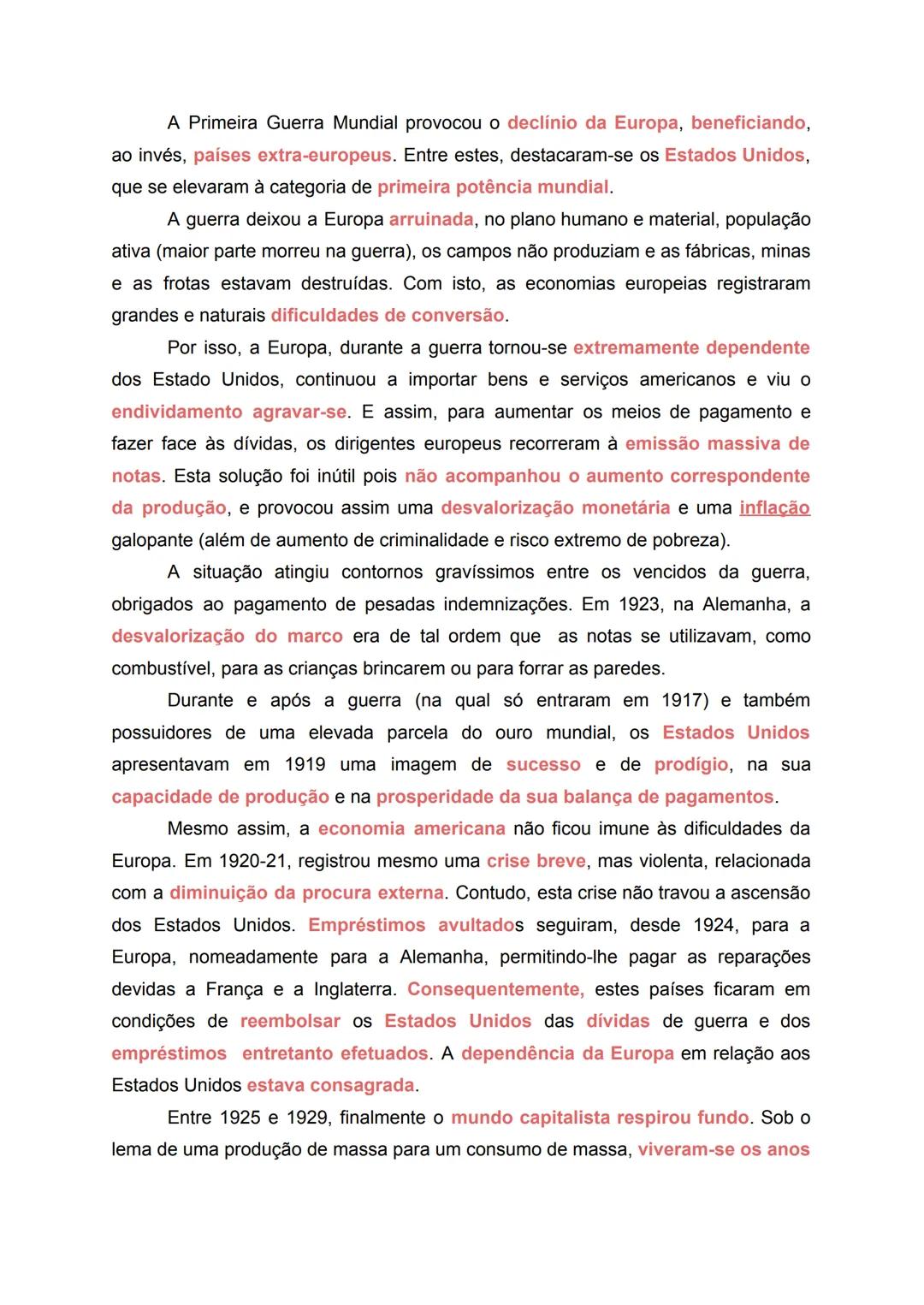 # Resumos História.

1.1 - Um novo equilíbrio global.

A Primeira Guerra Mundial distinguiu-se dos conflitos anteriores devido à
sua duração