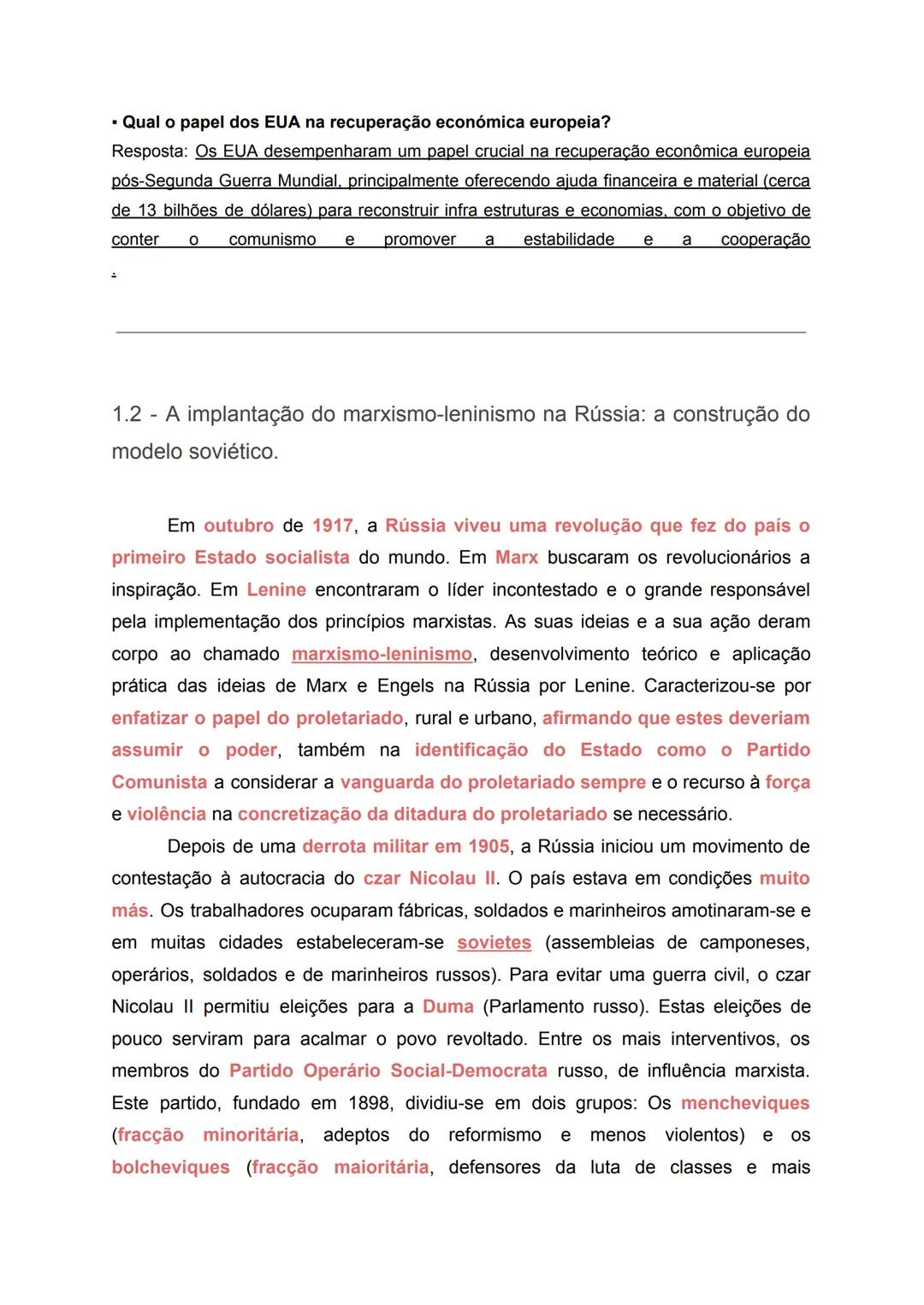 # Resumos História.

1.1 - Um novo equilíbrio global.

A Primeira Guerra Mundial distinguiu-se dos conflitos anteriores devido à
sua duração