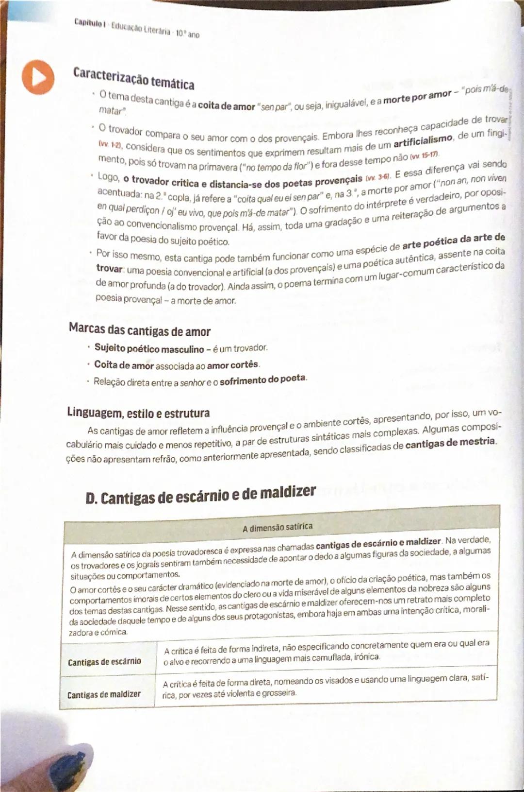 Antes do estudo da poesia trovadoresca, convém distinguir os géneros e subgéneros.

Género
Subgénero
lirico
cantigas de amigo
-cantigas de a