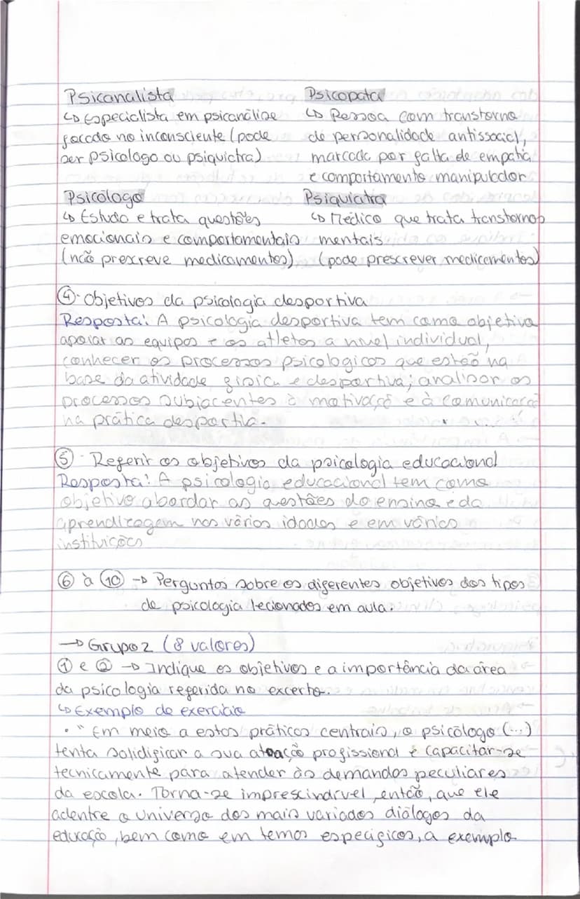 # Psicologia
-Tipos de Psicologia-
2 teste
- Psicologia educacional
Objetivos: abordar as questões do ensino e do aprendizagem
nos vários id