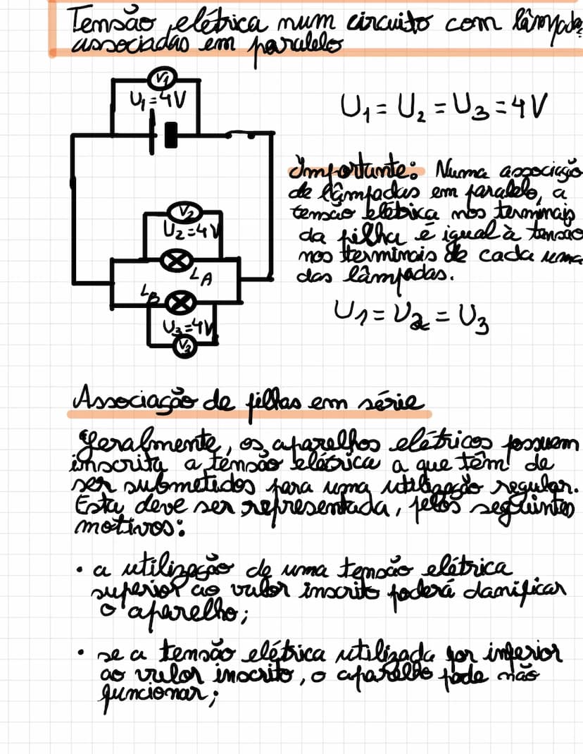 # Definição:

A tensão elétrica ou diferença de
potencial elétrico (d.d.p) corresponde
à energia que um gerador fornece
ao circuito por unid