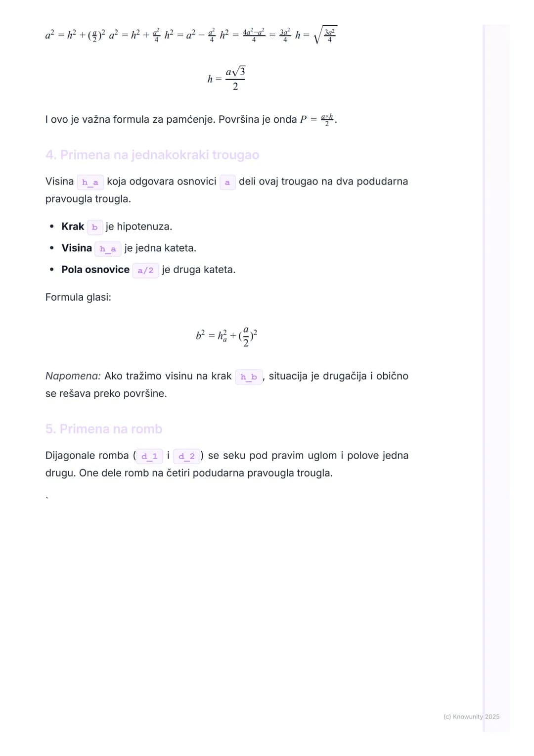 # Primena Pitagorine teoreme

Uvod u primenu Pitagorine teoreme

Pitagorina teorema ($a² + b² = c²$) ne važi samo za rešavanje zadataka sa
p