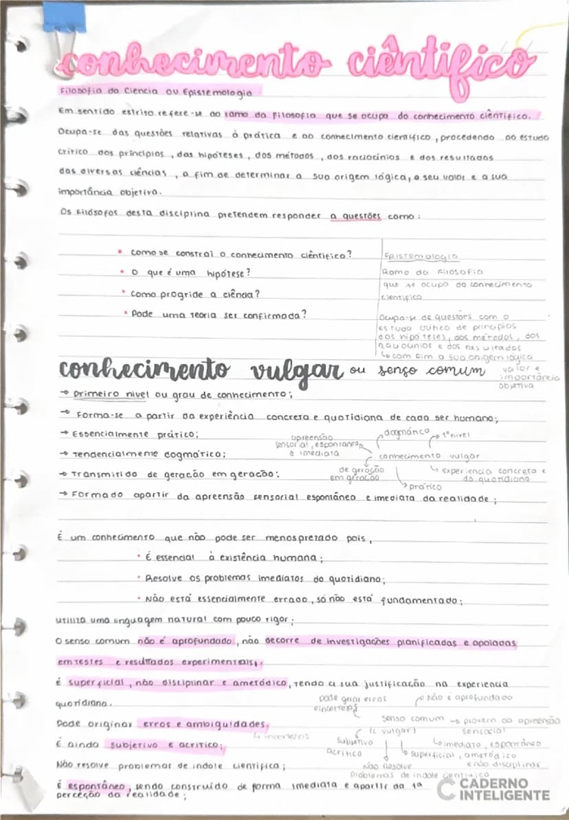 --- OCR Start ---
Lonhecimento
cientifico
Filosofia da Ciencia ou Epistemologia.
Em sentido estrito refere-se no ramo da Filosofia que se oc