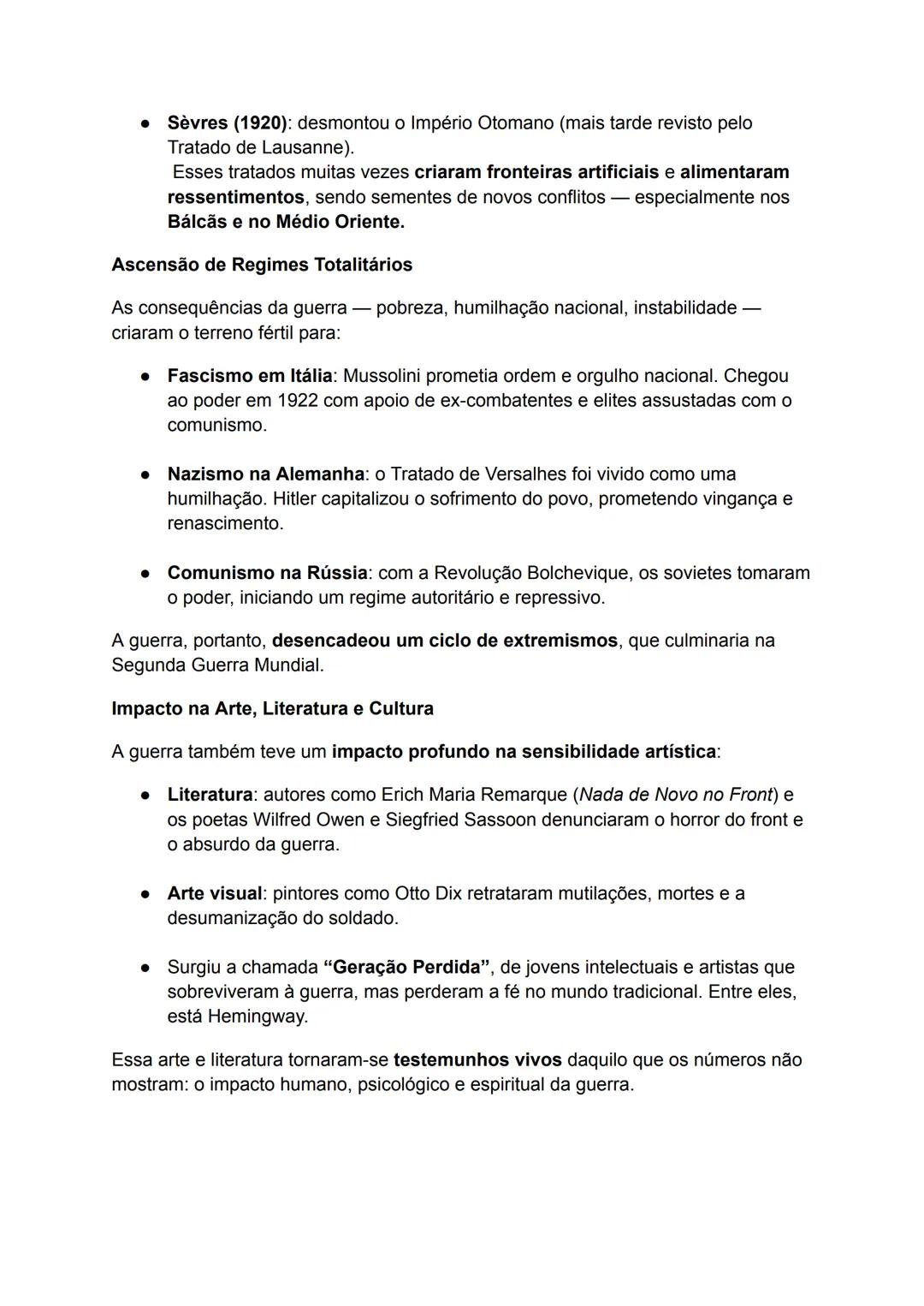Primeira Guerra Mundial (1914-1918)
Contexto e Alianças
A Primeira Guerra Mundial foi um conflito global de grandes proporções, com início
e