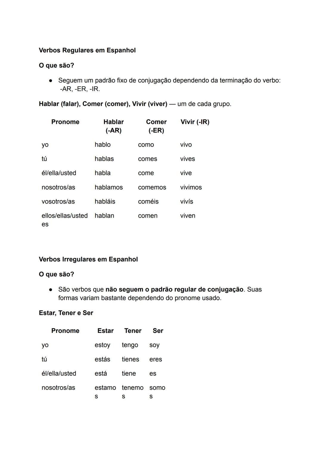 Guía Completa de Verbos Regulares e Irregulares en Español