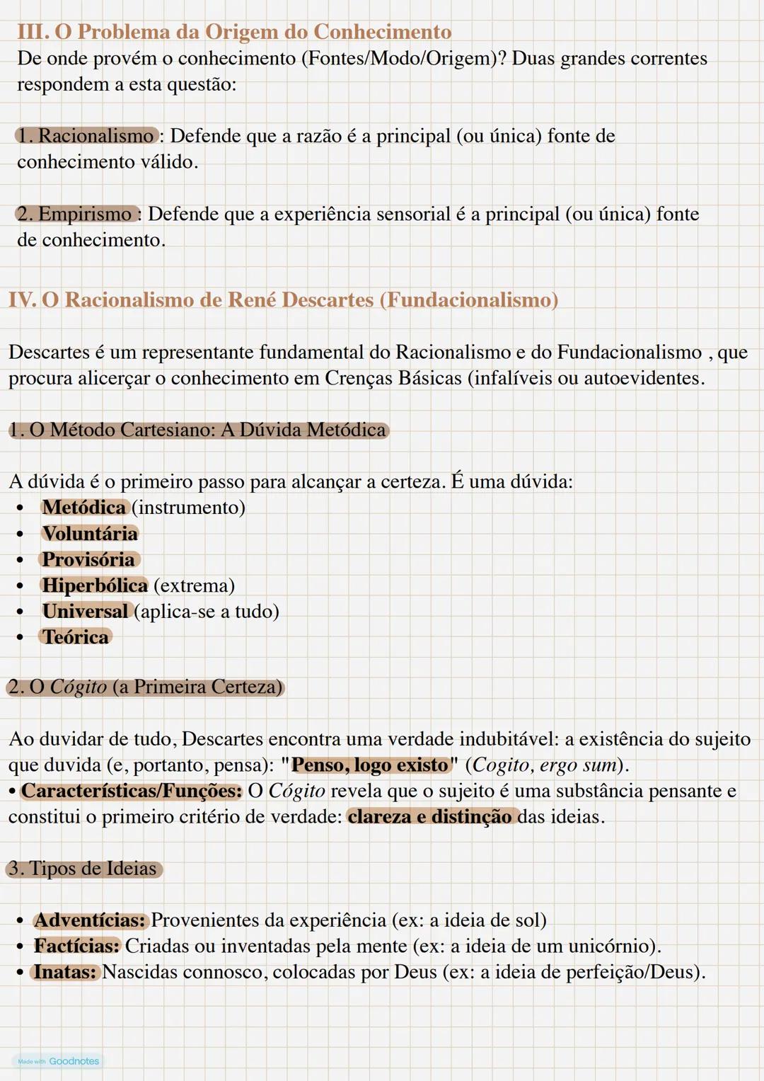 # FILOSOFIA

Made with Goodnotes # Epistemologia

I. O Problema da Definição de Conhecimento (Análise Fenomenológica)
O ponto de partida da 