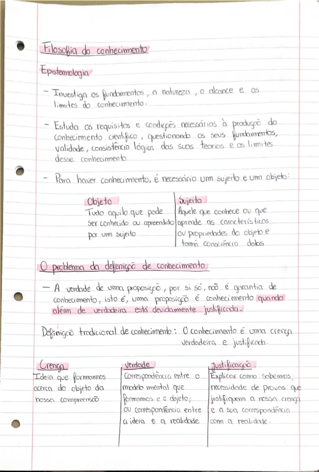 # Filosofia do conhecimento

Epistemologia

- Investiga os fundamentos, a natureza, o alcance e os
limites do conhecimento.

- Estuda as req