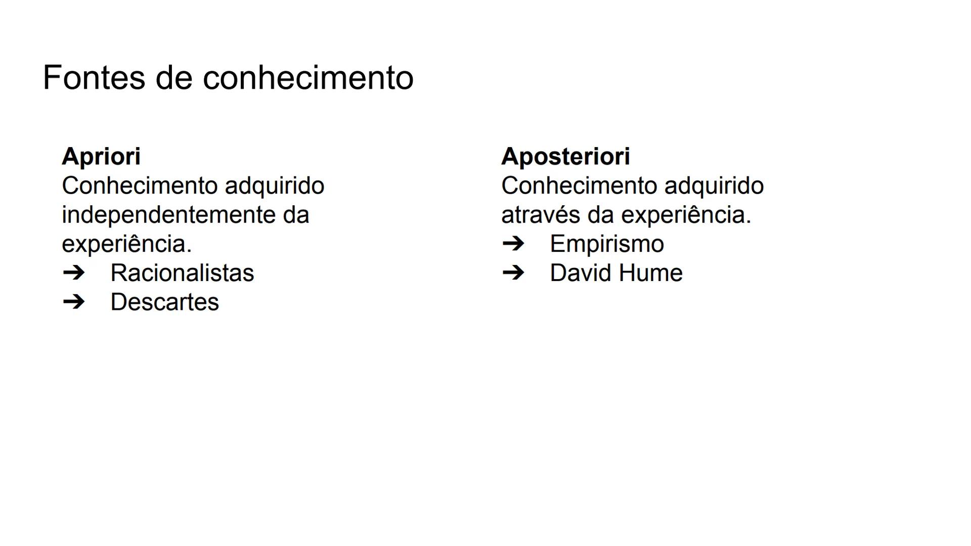 # Filosofia

estudo de filosofia “O que é conhecer?” # A possibilidade do Conhecimento

É possível conhecer algo?

*   Descartes

Descartes 