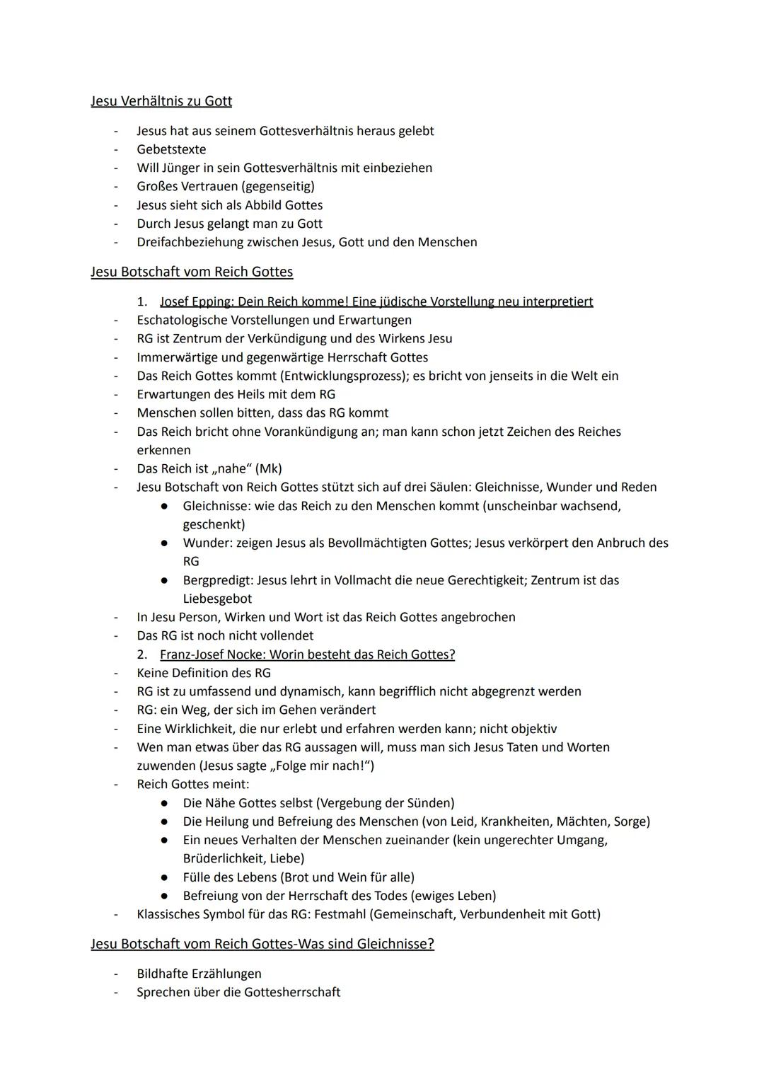 Religion Abiturstoff

Q1: Jesus Christus- das menschgewordene Wort Gottes: Die Reich-Gottes-Botschaft, Die
Auferstehung Jesu (Hoffnung über 