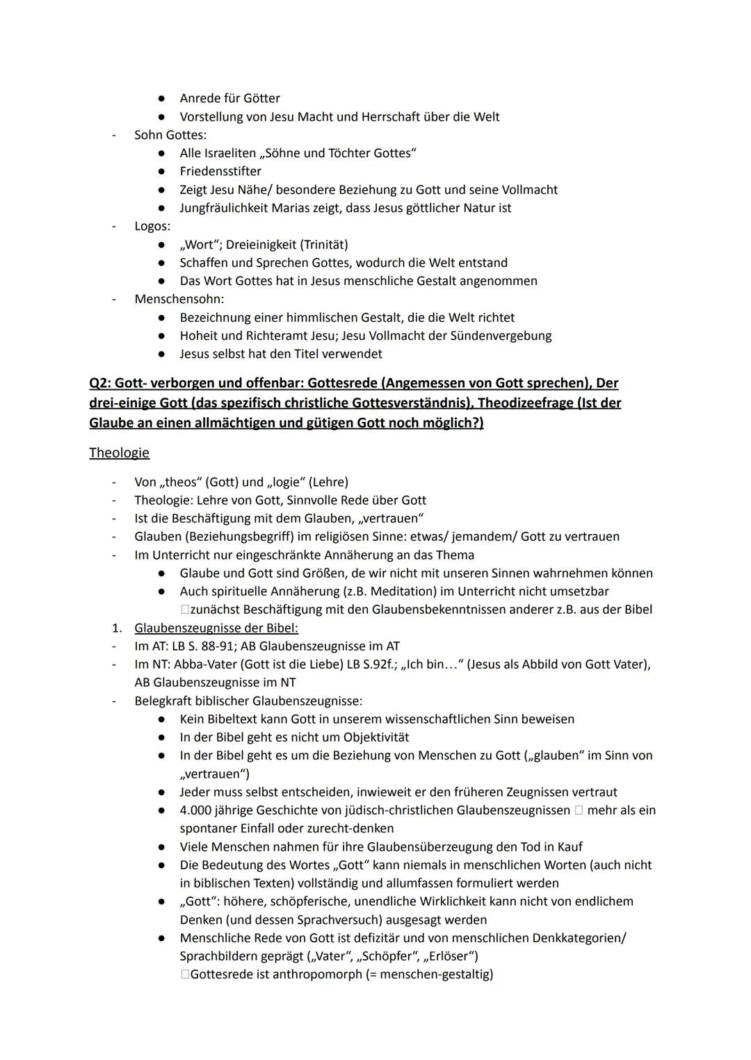 Religion Abiturstoff

Q1: Jesus Christus- das menschgewordene Wort Gottes: Die Reich-Gottes-Botschaft, Die
Auferstehung Jesu (Hoffnung über 
