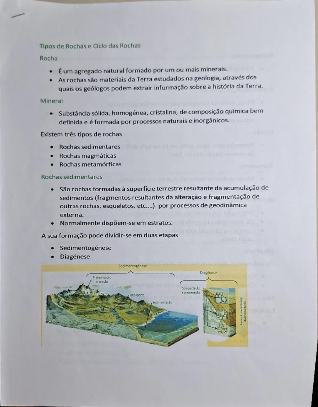 Tipos de Rochas e Ciclo das Rochas
Rocha
• É um agregado natural formado por um ou mais minerais.
• As rochas são materiais da Terra estudad