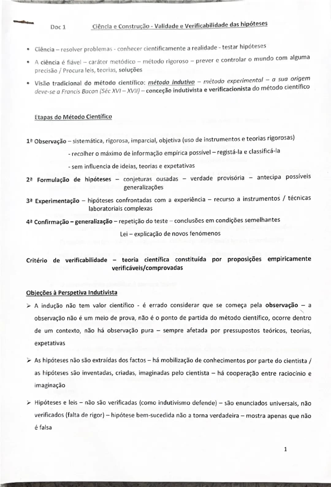 Doc 1

Ciência e Construção - Validade e Verificabilidade das hipóteses

*   Ciência resolver problemas conhecer cientificamente a realidade