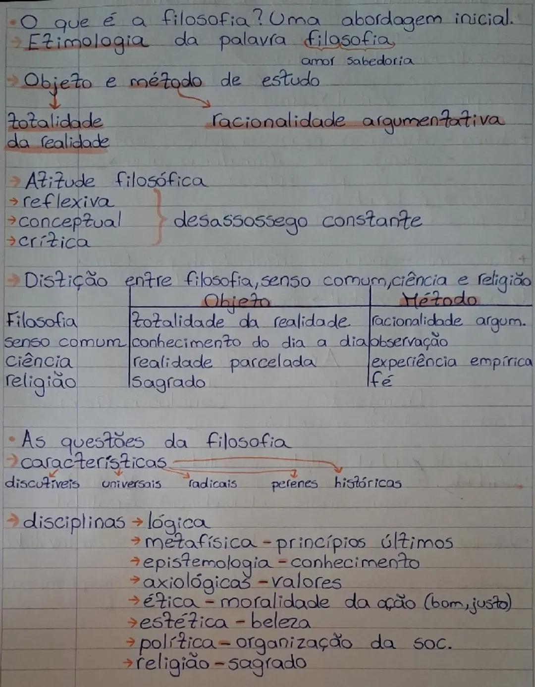- O que é a filosofia? Uma abordagem inicial.
- Etimologia da palavra filosofia,
amor sabedoria
- Objeto e método de estudo

totalidade
da r