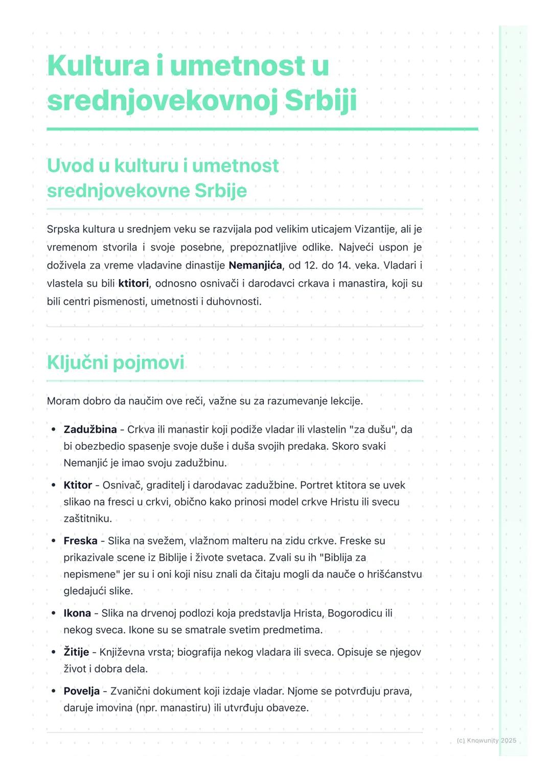 # Kultura i umetnost u
srednjovekovnoj Srbiji

Uvod u kulturu i umetnost
srednjovekovne Srbije

Srpska kultura u srednjem veku se razvijala 
