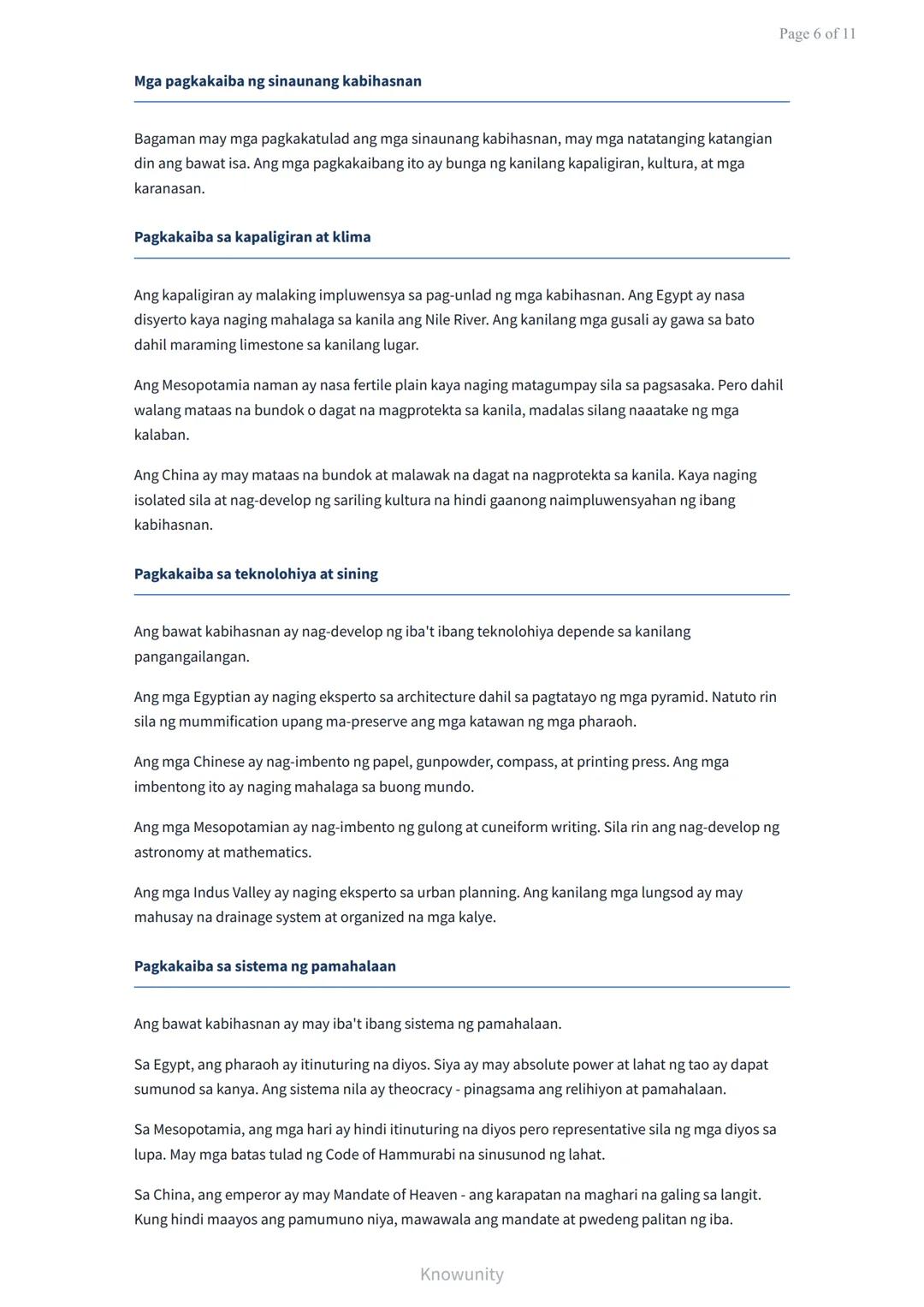 # Sinauang Kabihasnan ng Daigdig: Pagkakatulad at Pagkakaiba

Pag-aaral ng mga sinauang kabihasnan at kanilang mga katangian

## Mga Layunin