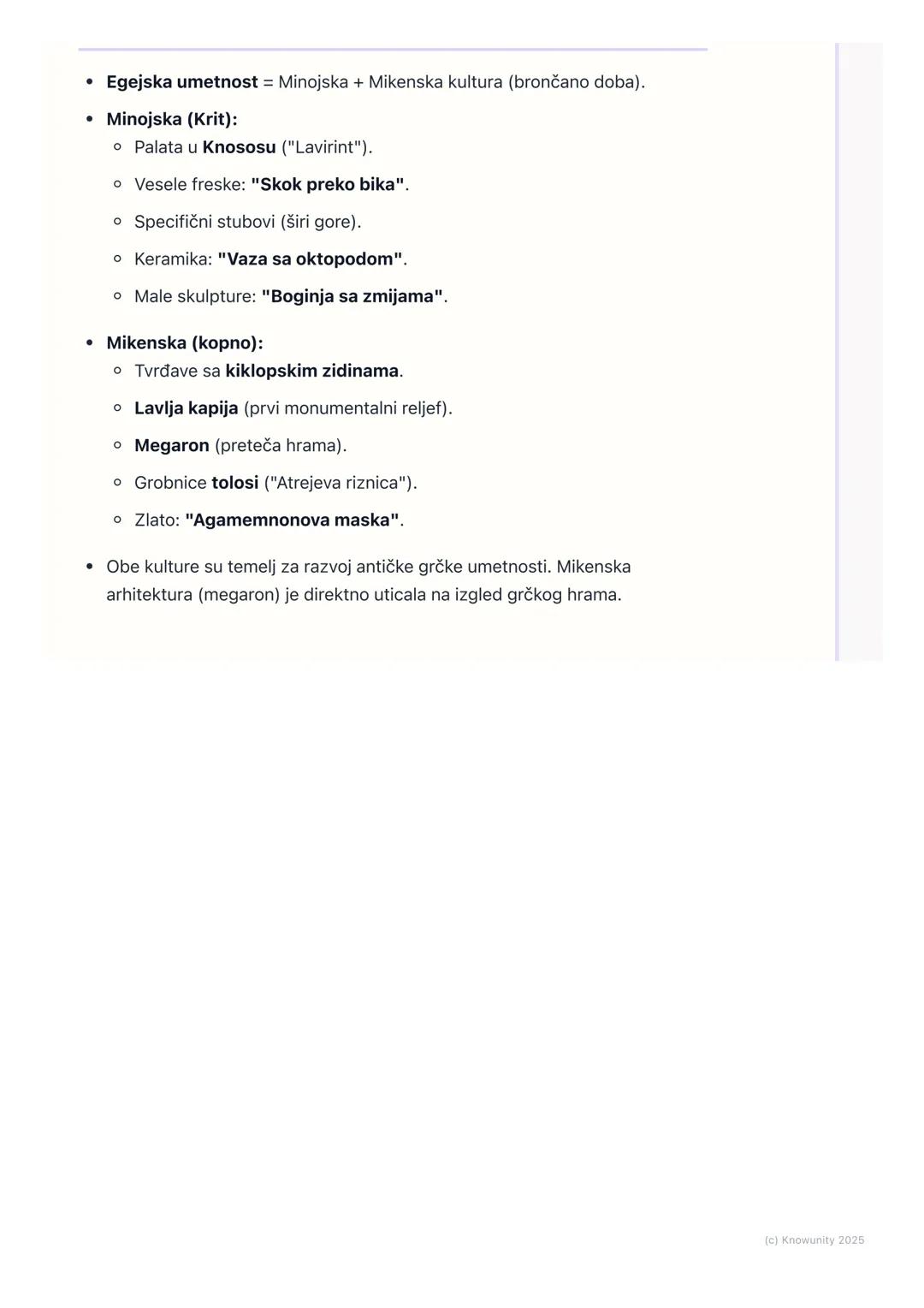 # Umetnost Egejskih kultura

Uvod u Egejske kulture

Egejska umetnost se razvijala u bronzanom dobu (oko 3000-1100. p.n.e.) na
ostrvima i ob