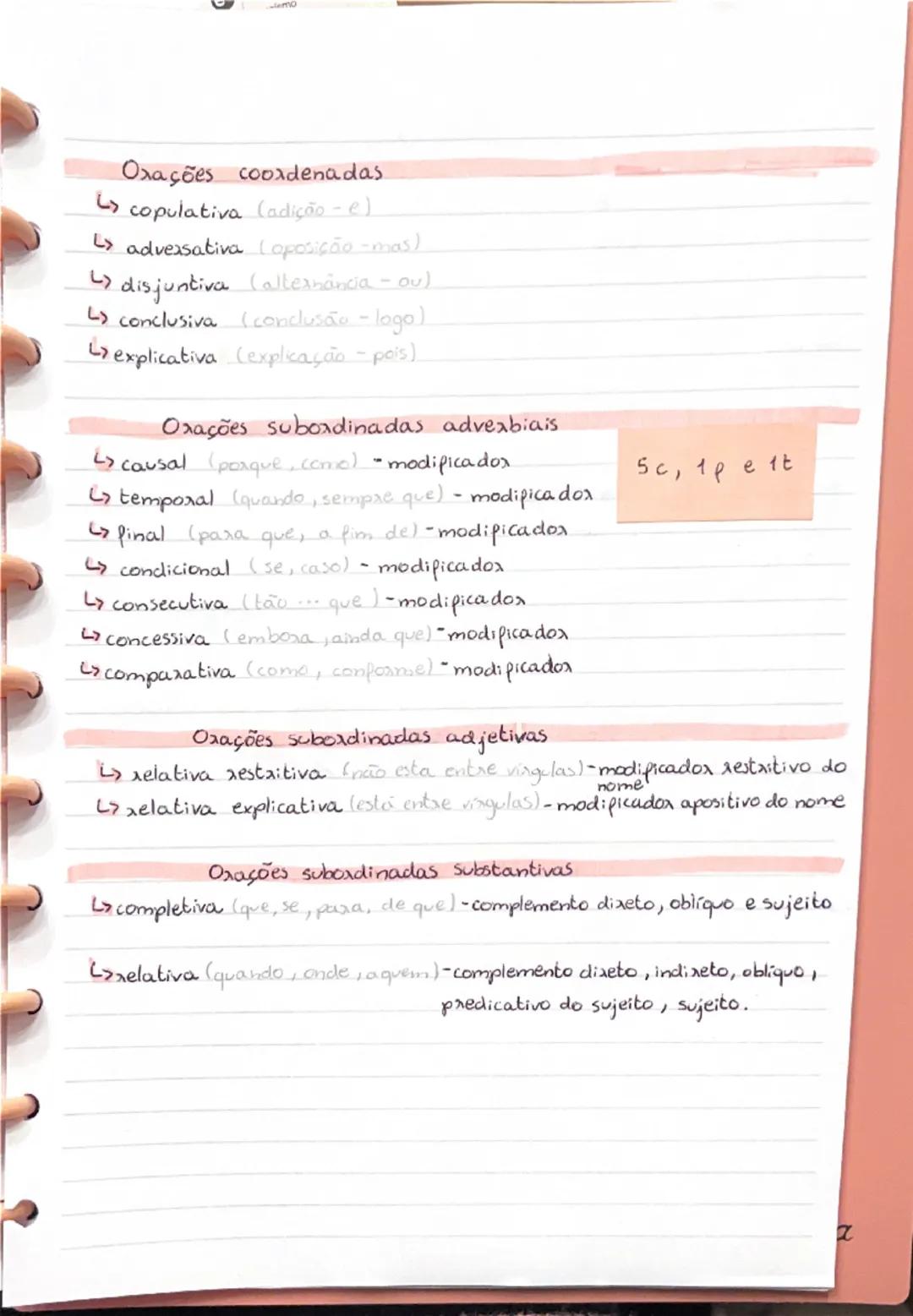 Oxações coordenadas

↳ copulativa (adição - e)

> adversativa Loposição-mas)

disjuntiva (alternancia - ou)

L↳ conclusiva (conclusão - logo