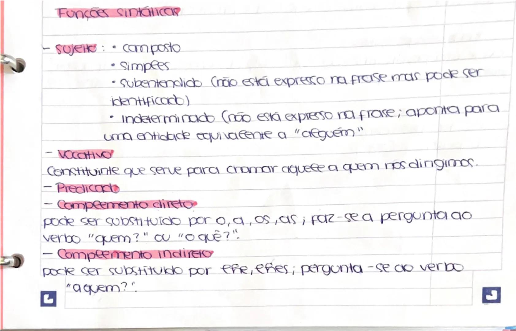 --- OCR Start ---
Funções sintáticas
- sujeito:
• composto
• Simpees
• Subentendido (não está expresso na frase mas pode ser
identificado)
•