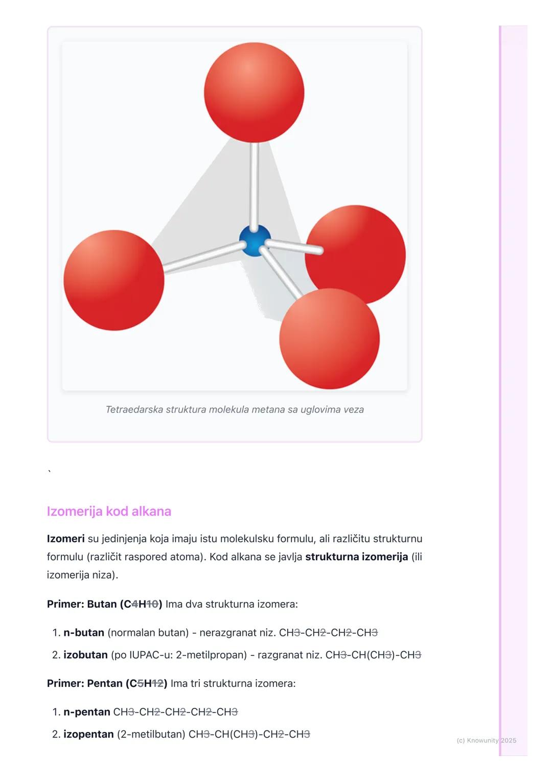 # Alkani

Uvod u alkane i opšte karakteristike

Alkani su zasićeni ugljovodonici. To znači da sadrže samo atome ugljenika (C)
i vodonika (H)