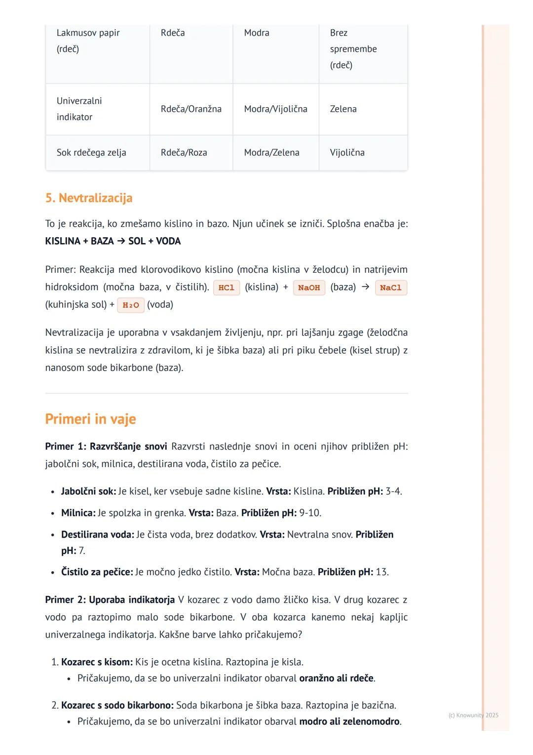 # Kisline, baze in pH

Uvod v kisline in baze

V naravi in vsakdanjem življenju srečujemo veliko različnih snovi. Nekatere so kisle
(npr. li