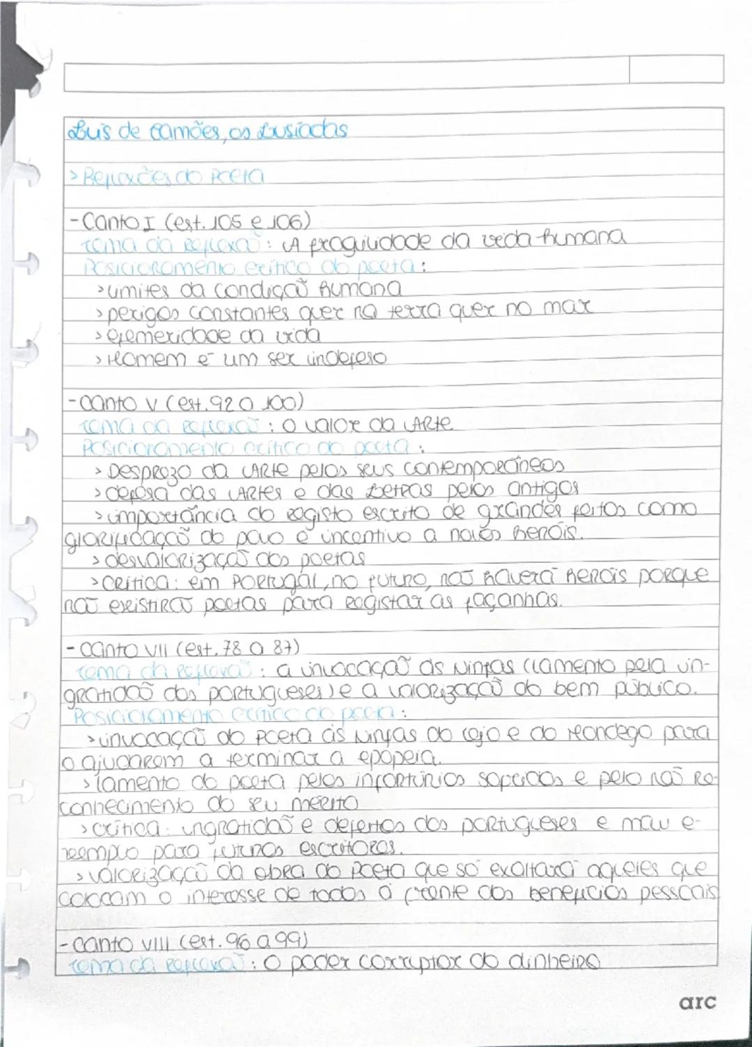 # Luís de Camões, os Lusíadas

> Representações do Poeta

- Canto I (est. 105 e 106)
Tema do Recto: a fragilidade da vida humana
Posicioname