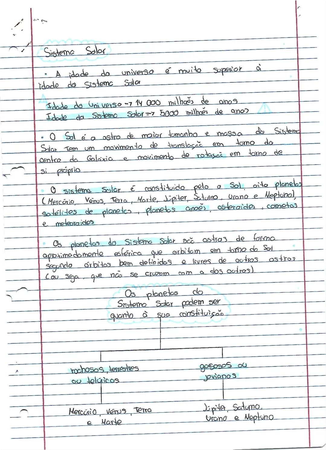 Resumo de Físico-Química: Sistema Solar e Planetas