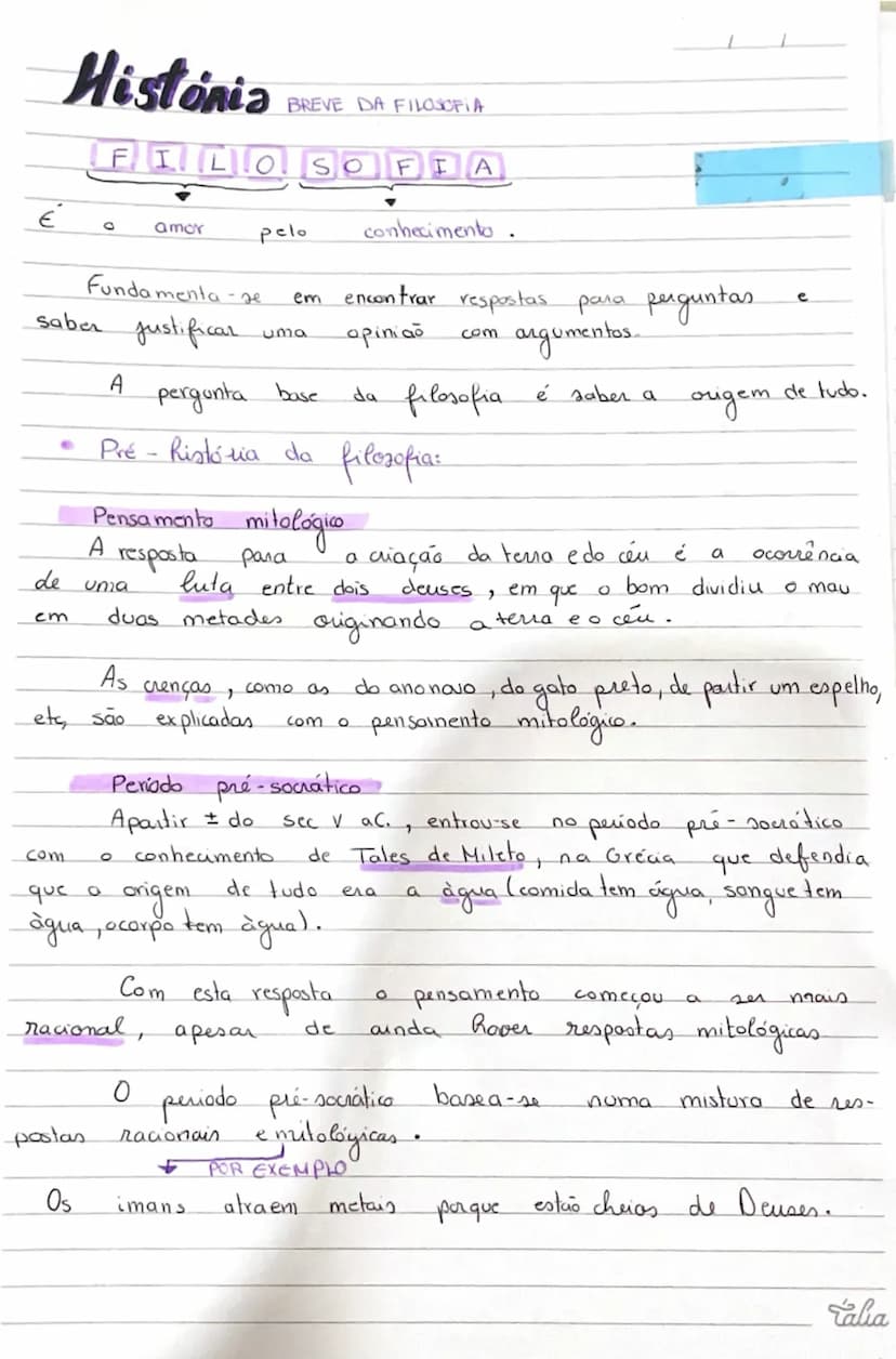 # História
BREVE DA FILOSOFIA
F I L O S O F I A
É o amor pelo conhecimento.
Fundamenta-se em encontrar respostas para perguntas e
saber just
