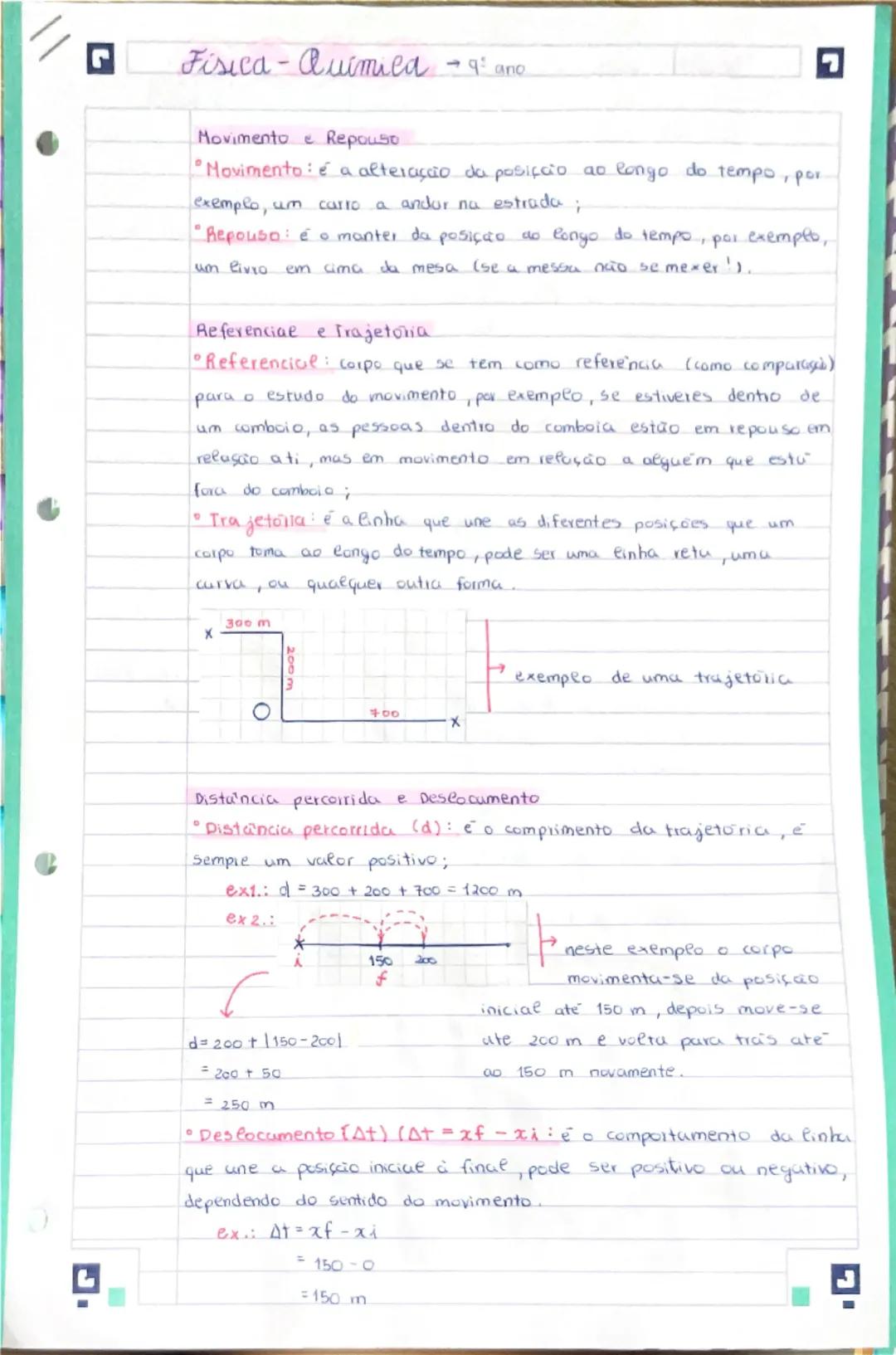 # Fisica-Quimica 9 ano

Movimento e Repouso
*   Movimento é a alteração da posiçcio ao longo do tempo, por
    exemplo, um carro a andar na 