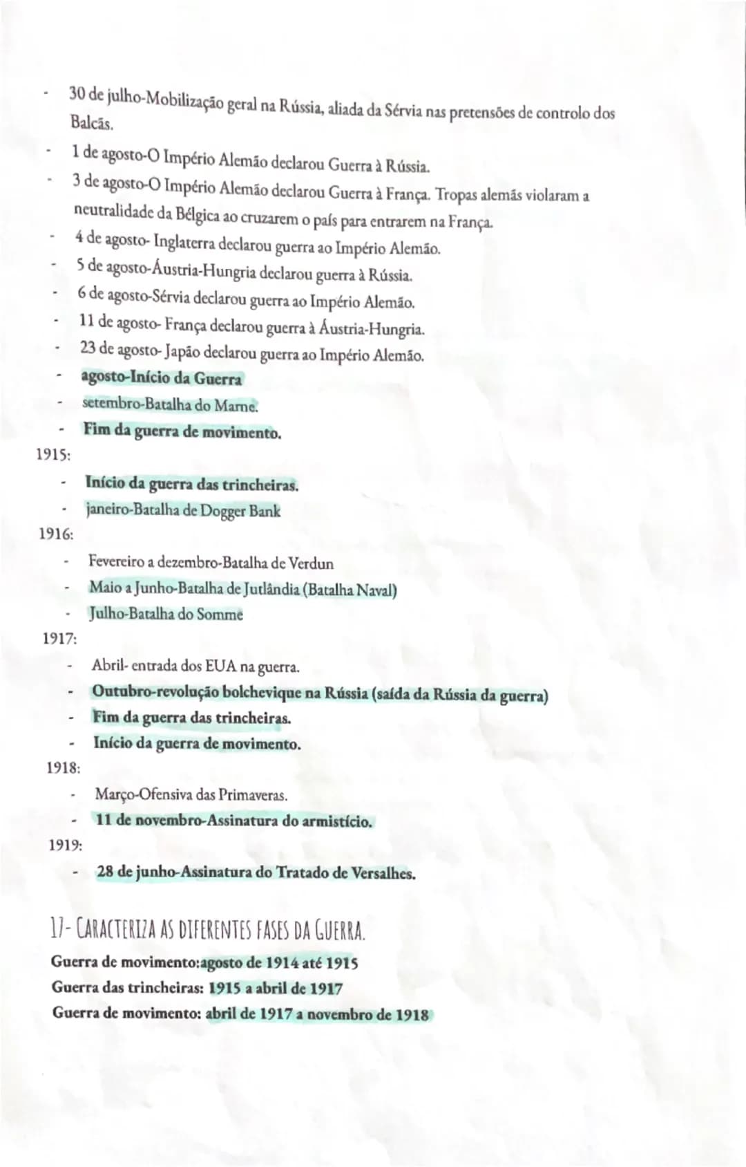 # Resumos de
# HISTÓRIA
1-EXPLICAR AS RAZÕES PELAS QUAIS A EUROPA DOMINAVA OS POVOS COLONIZADOS.
Nos finais do século XIX, a Europa exercia 