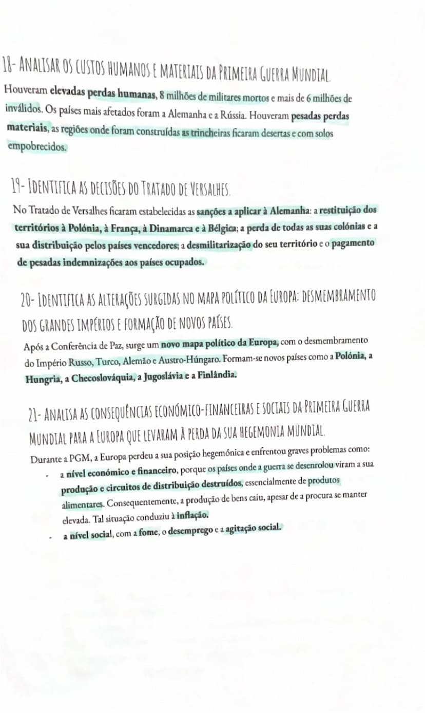 # Resumos de
# HISTÓRIA
1-EXPLICAR AS RAZÕES PELAS QUAIS A EUROPA DOMINAVA OS POVOS COLONIZADOS.
Nos finais do século XIX, a Europa exercia 