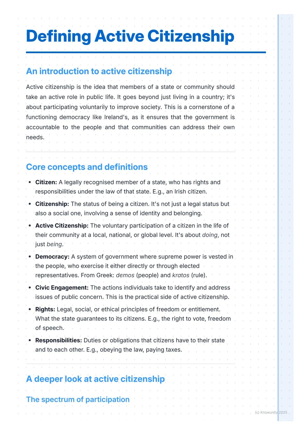# Defining Active Citizenship

## An introduction to active citizenship

Active citizenship is the idea that members of a state or community