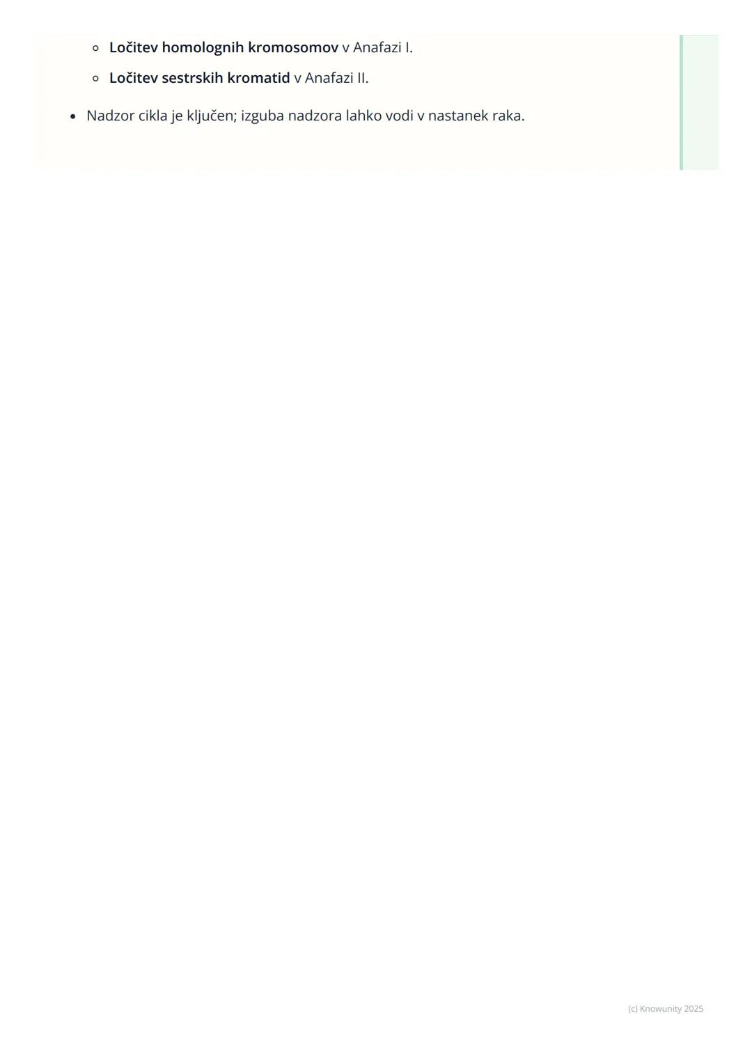 # Celični cikel in delitev celic

## Pregled celičnega cikla

Celični cikel je urejeno zaporedje dogodkov v življenju celice, ki vodi v njen