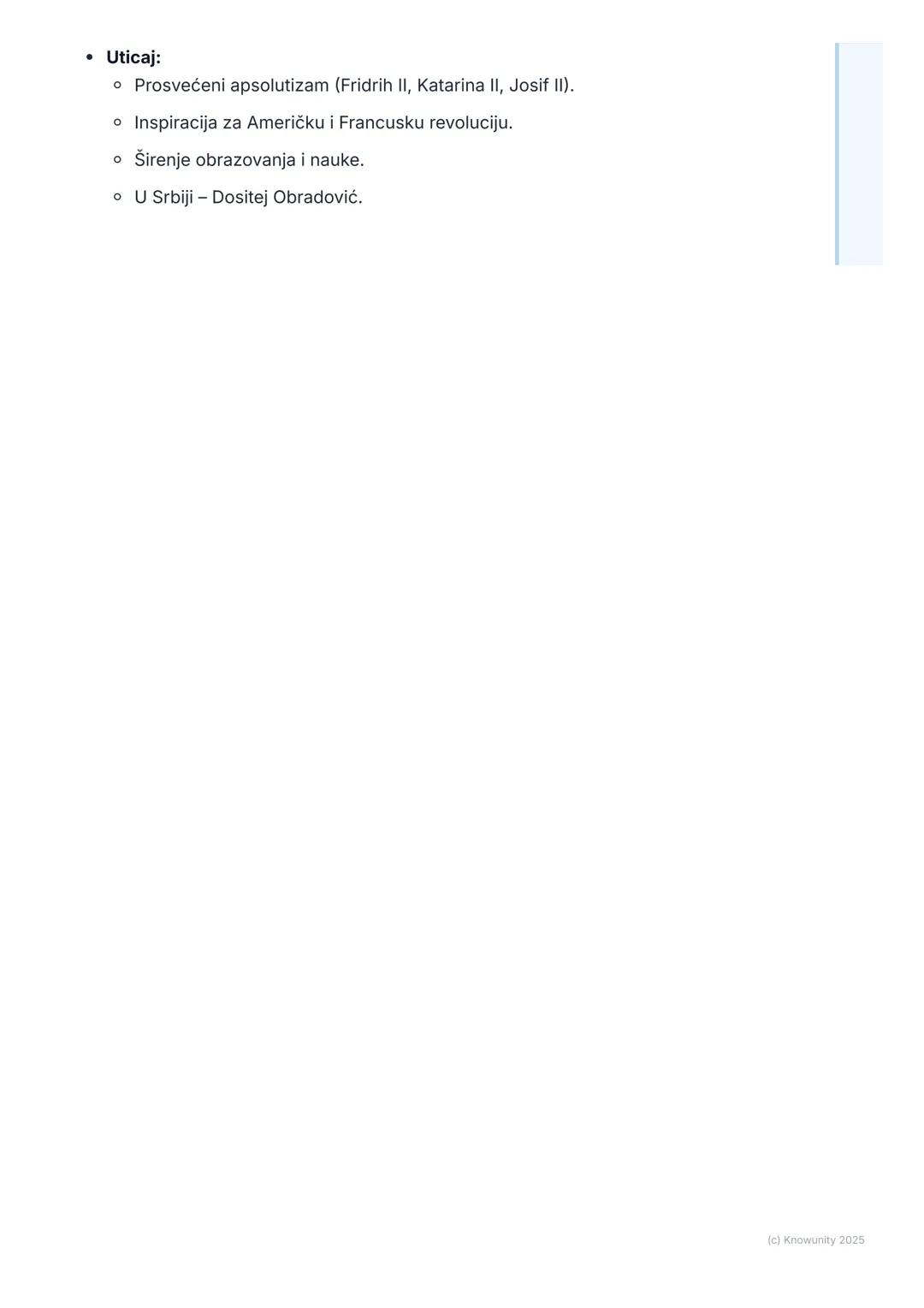 # Prosvetiteljstvo i njegove ideje

## Šta je prosvetiteljstvo?

Prosvetiteljstvo je važan kulturni i filozofski pokret u Evropi tokom 18. v