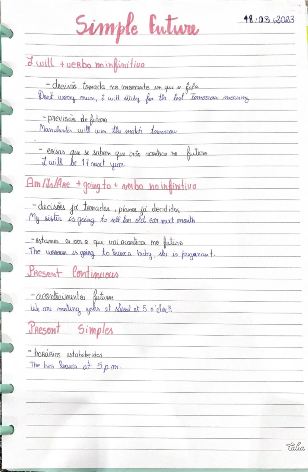 # inglês

Simple present

siluacões permanentes.
"I live in Marco"

Hábitos, rotims
"We go to abed during the week"

Horários
"The bus leave