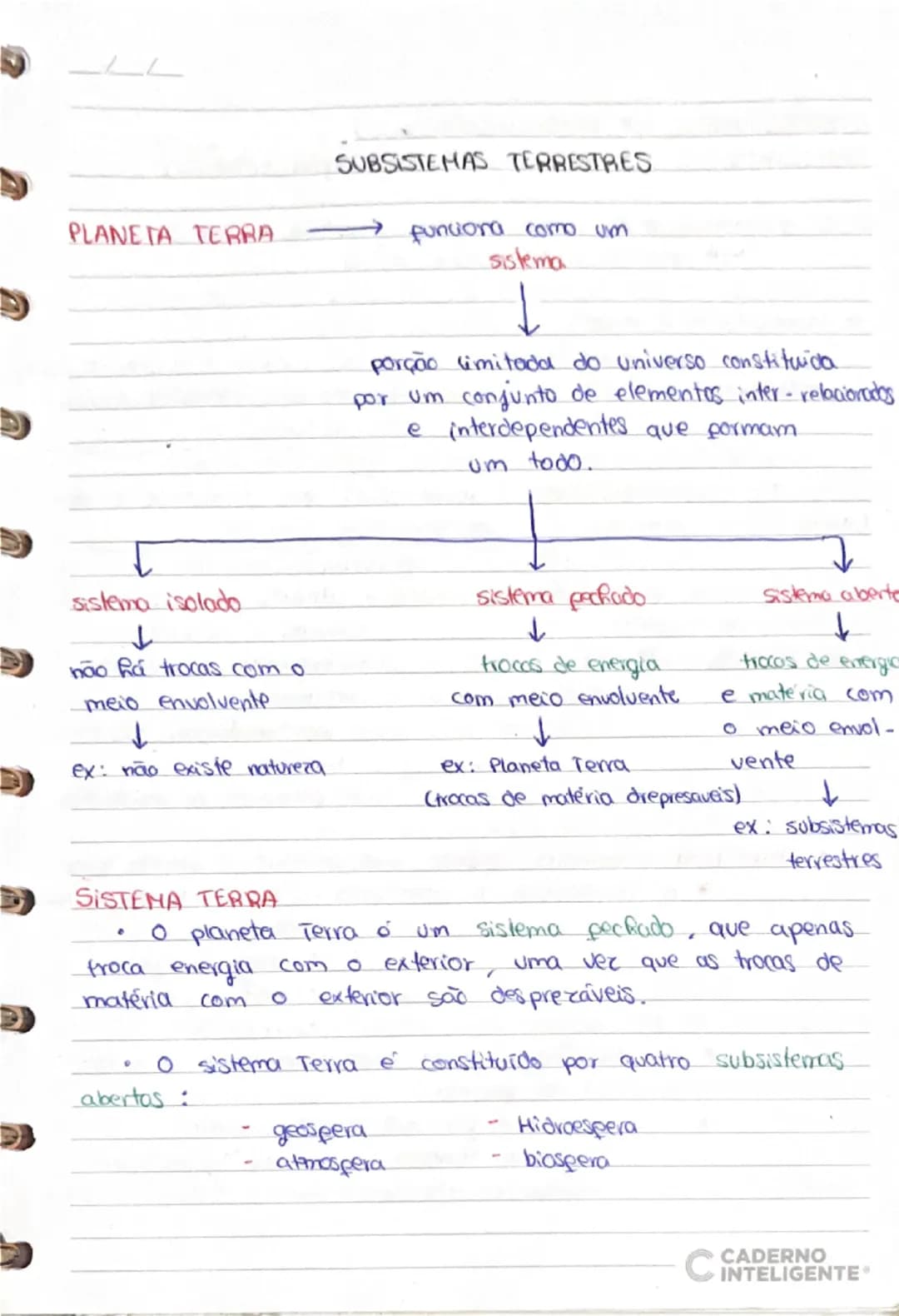 # SUBSISTEMAS TERRESTRES

PLANETA TERRA → funciona como um
sistema

↓
porção limitada do universo constituída
por um conjunto de elementos i