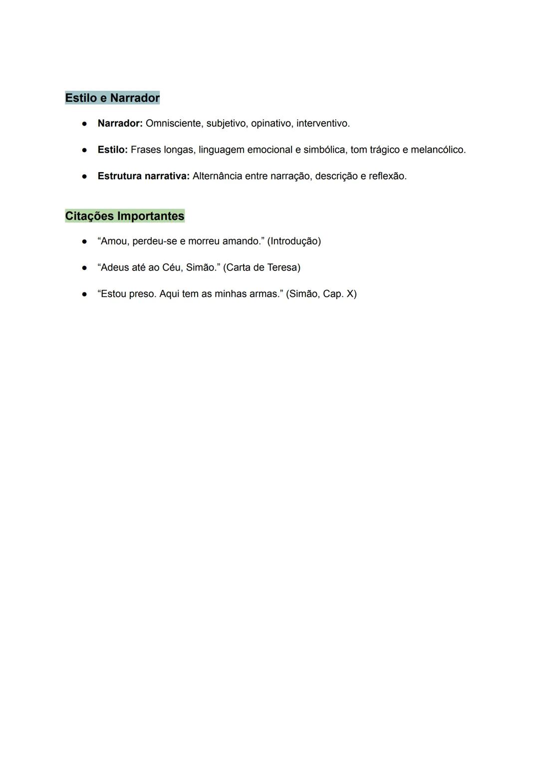 # Amor de Perdição (Camilo Castelo Branco)

## Contextualização Histórico-Literária

* Época Literária: Romantismo português (2.ª geração).
