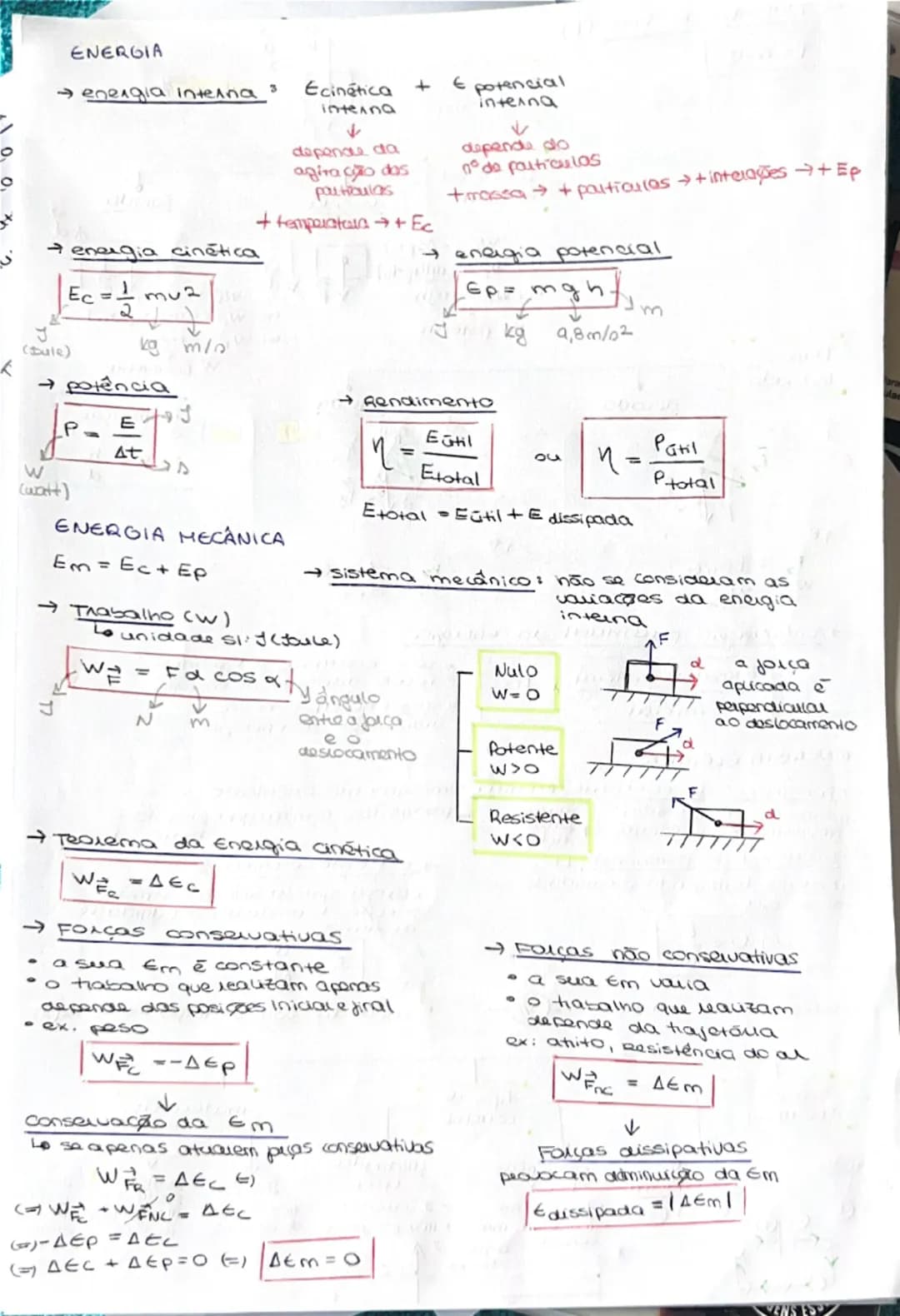 ENERGIA
→energia interna 3
→ energia cinética
(Dule)
$Ec=\frac{1}{2}mv^{2}$
kgm/
→ potência
P
(watt)
$\frac{E}{\Delta t}$
レン
Ecinética
inter