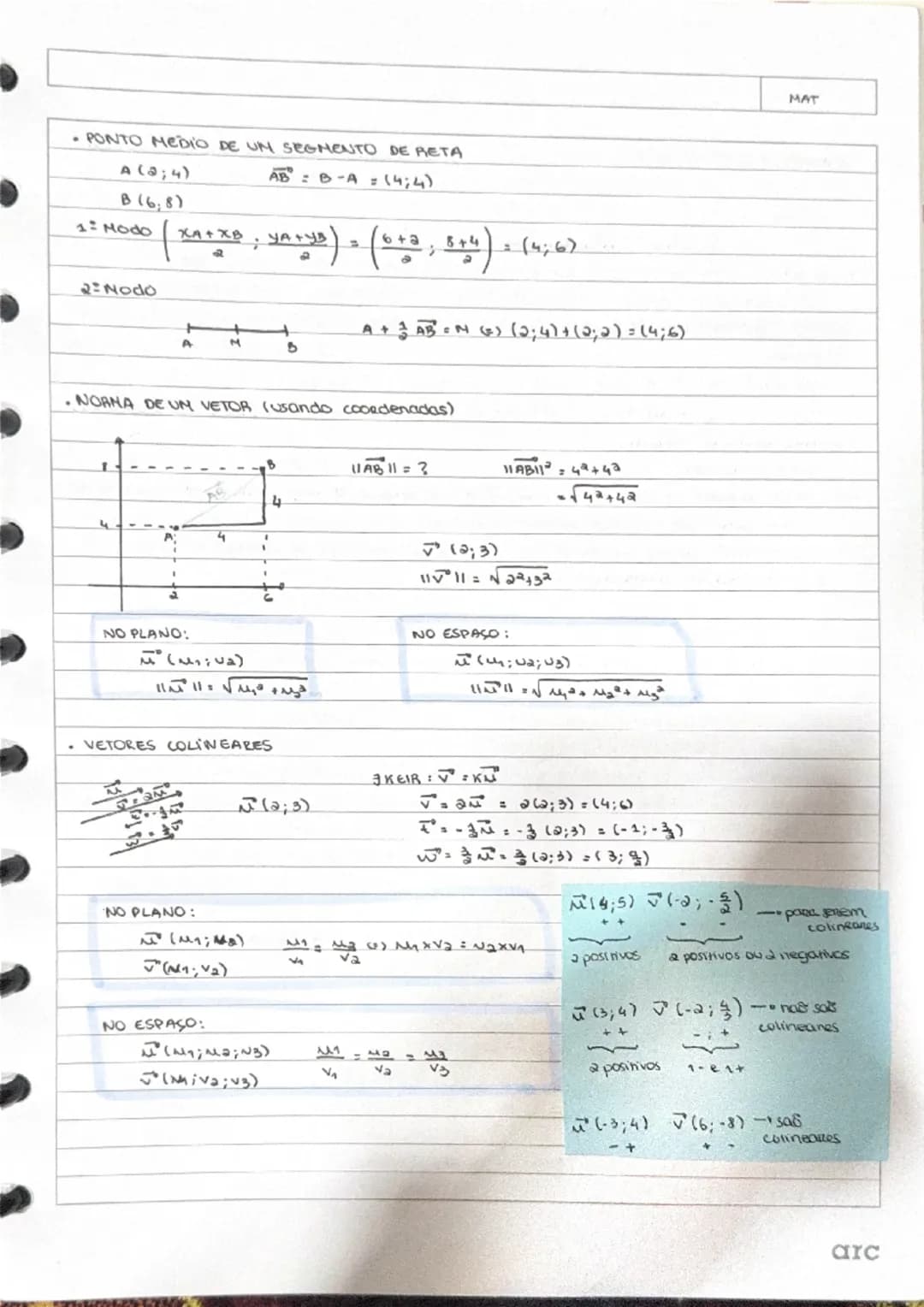 --- OCR Start ---
MAT
PONTO MEDIO
($\frac{XA+XB}{2};\frac{YA+VB}{2}$)
A
(x,y~n)
M
(x3;48)
• Equaças Reduzida da circunferência
($x-3)^{2}+(y