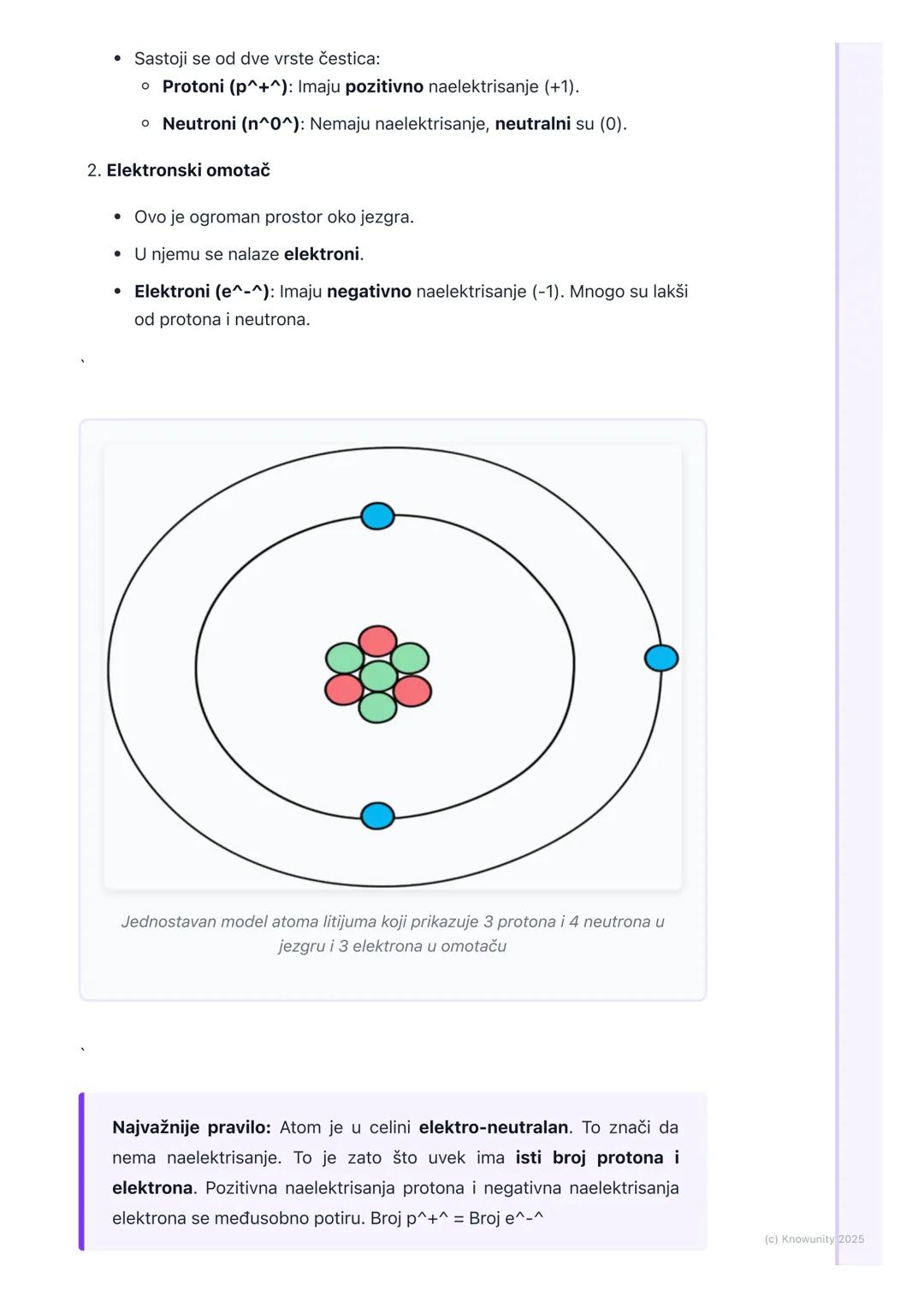 # Atom

Šta je atom?

Sve oko nas, vazduh, voda, sto, pa i mi sami, izgrađeno je od sićušnih čestica.
Te osnovne, najmanje čestice supstance