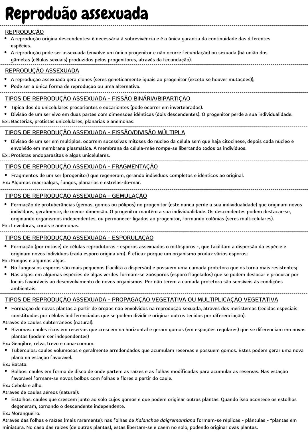 Reprodução Assexuada e Seus Tipos - BIOGEO11
