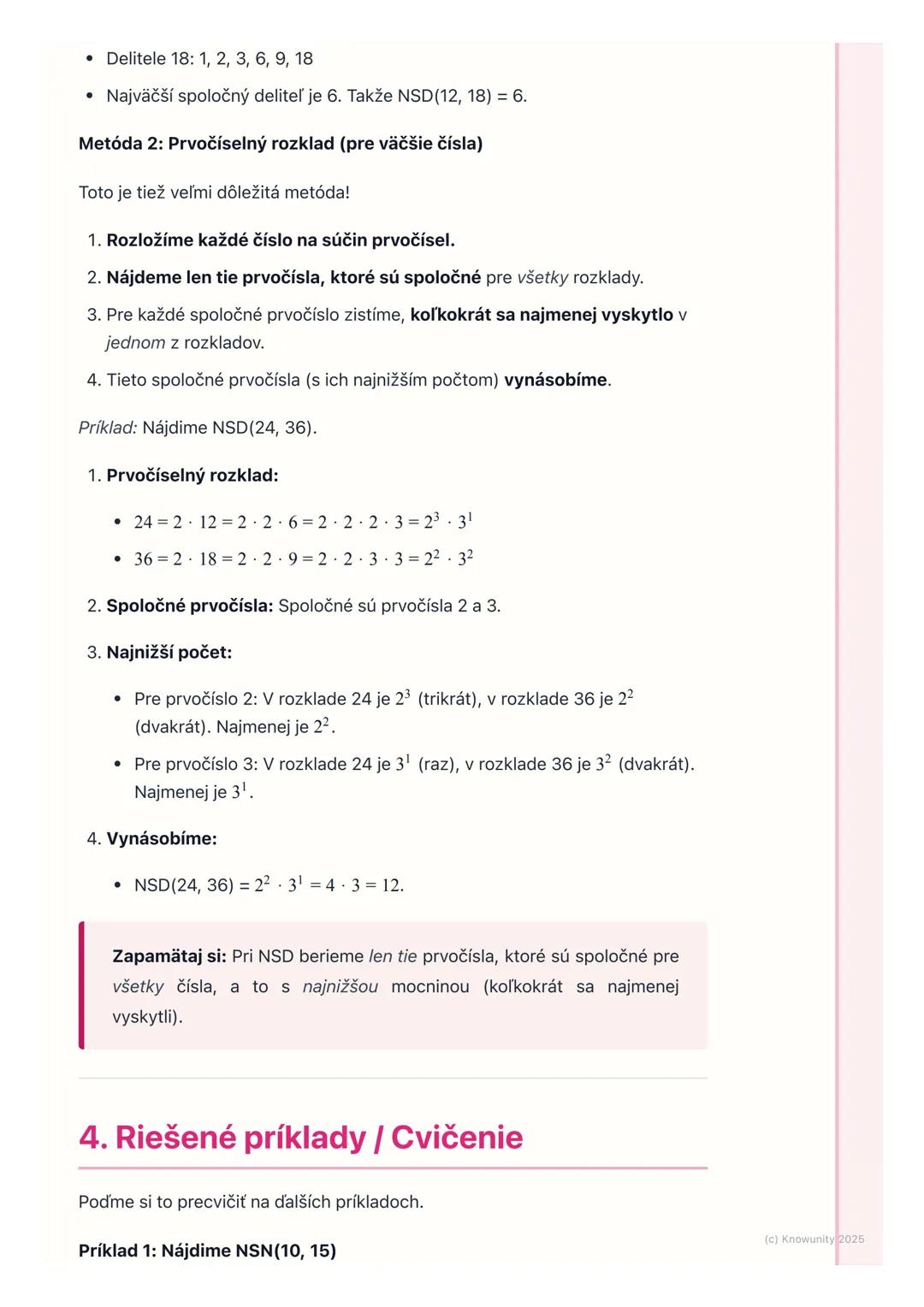 # Najmenší spoločný násobok a
# Najväčší spoločný deliteľ

1. Úvod do najmenšieho spoločného
násobku a najväčšieho spoločného
deliteľa

Ahoj
